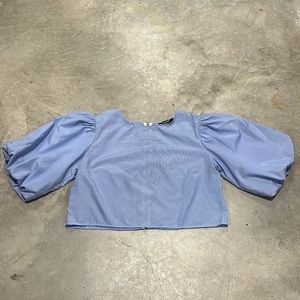 Ups and Downs brand Blue w/white pin‎ striped crop top / Size XL / D-70